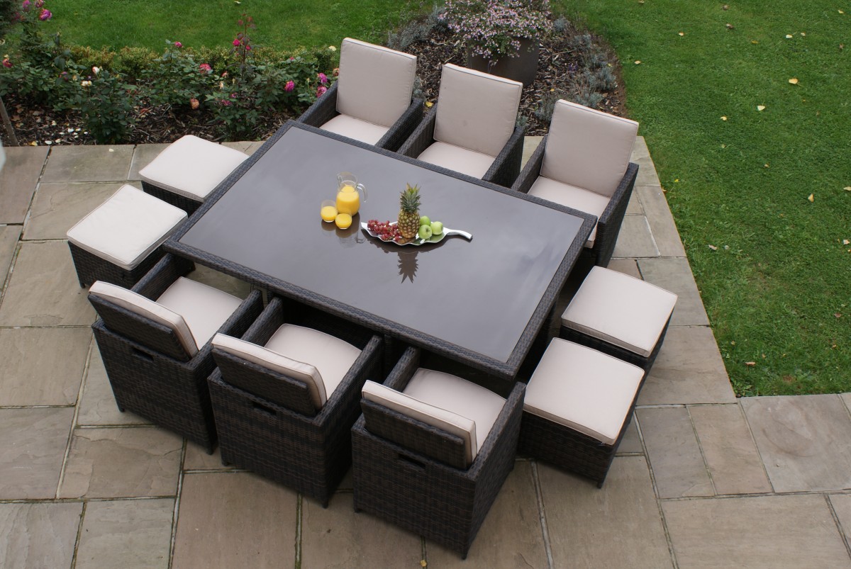 7 Piece Rattan Cube Set with Footstools – Crownhill