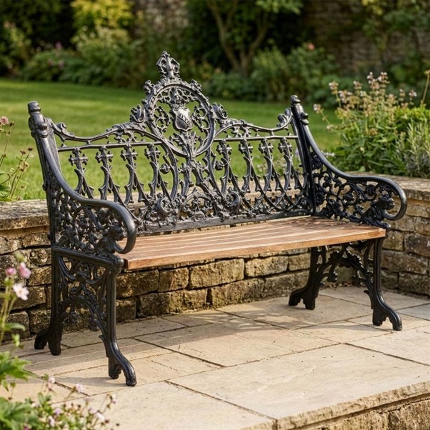 Victoriana cast iron benches were ornate
