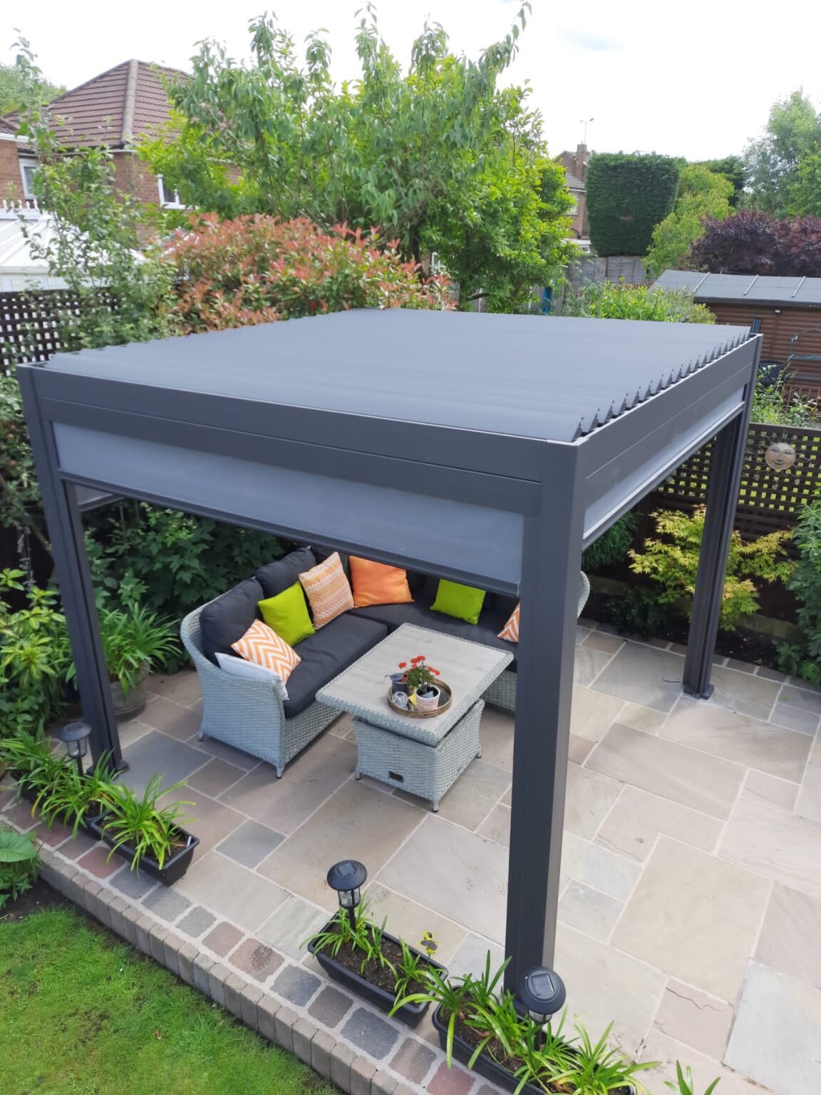 Nova – Titan 3m x 3m Square Aluminium Pergola – Grey – Crownhill