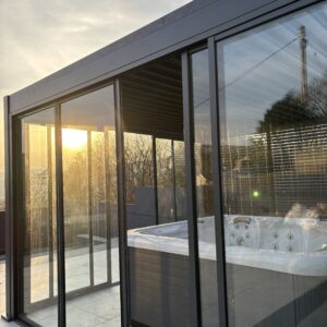 Saturn Glass Sliding Door System for Saturn Aluminium Pergola - 3 Metre Side
